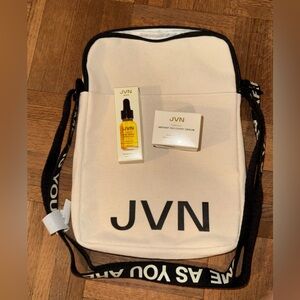 JVN Bundle oil, serum and Crossbody Canvas Ivory and Black Bag